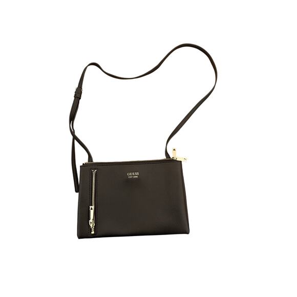Guess Naya Mini Double Zip Crossbody, Black Bag - Picture 1 of 9